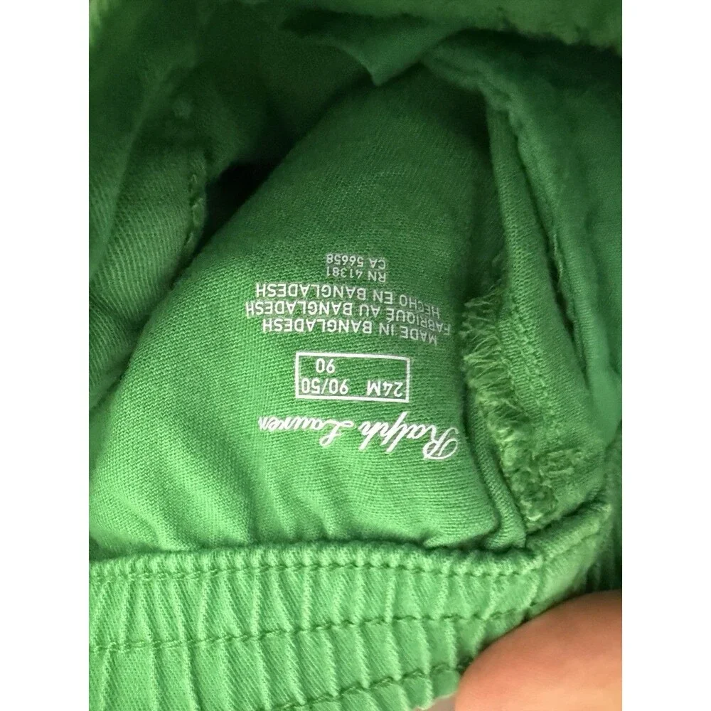 Polo Ralph Lauren Toddler 24M Green Chino Shorts Navy D-Ring Belt Pony